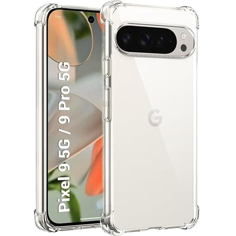 Google Pixel 9 Pro Cover - Transparent - Soft 4D Design Silicone Transparent Clear With Camera Protection Case