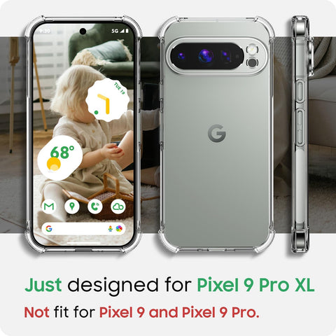 Google Pixel 9 Pro XL Cover - Transparent - Soft 4D Design Silicone Transparent Clear With Camera Protection Case