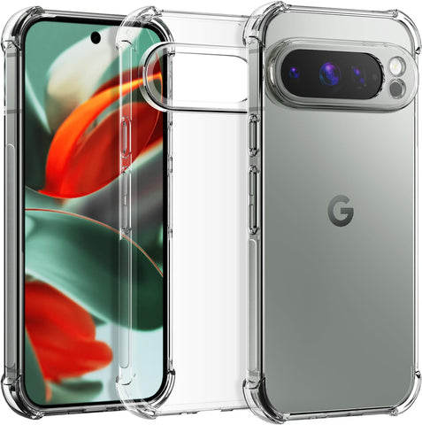 Google Pixel 9 Pro XL Cover - Transparent - Soft 4D Design Silicone Transparent Clear With Camera Protection Case