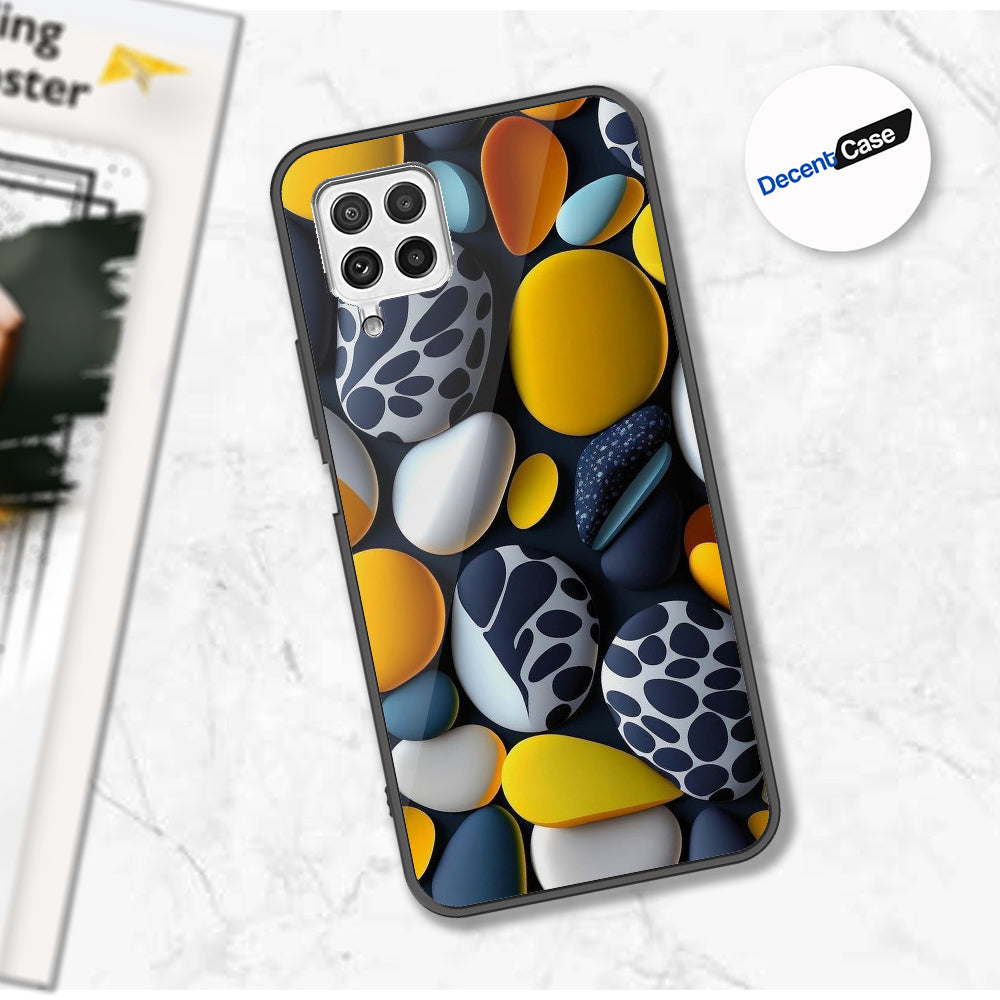 Samsung Galaxy A22 Cover - 3D Pebble Design - HQ Ultra Shine Premium Metal Phone Case