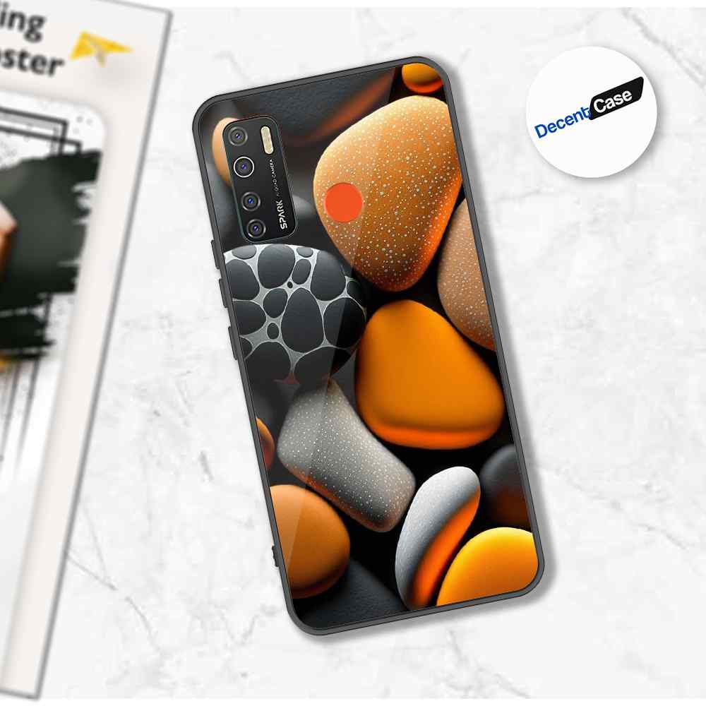 Tecno Camon 15 Cover - 3D Pebble Design - HQ Ultra Shine Premium Metal Phone Case