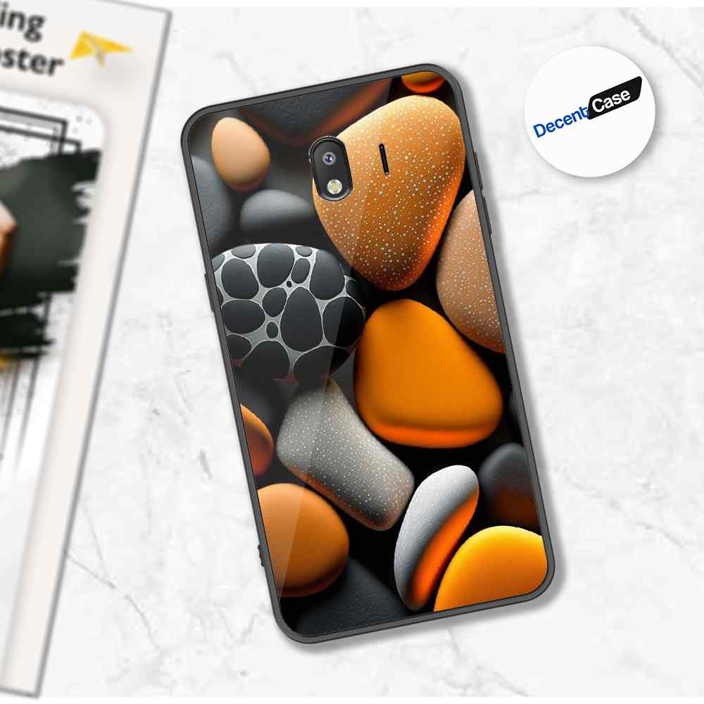 Samsung Galaxy J4 2018 Cover - 3D Pebble Design - HQ Ultra Shine Premium Metal Phone Case