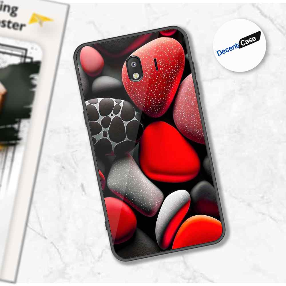 Samsung Galaxy J4 2018 Cover - 3D Pebble Design - HQ Ultra Shine Premium Metal Phone Case