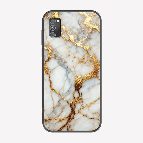 Samsung Galaxy A02s Cover - Luxury Gold Marble Series - Premium Printed Metal soft Bumper shock Proof Case