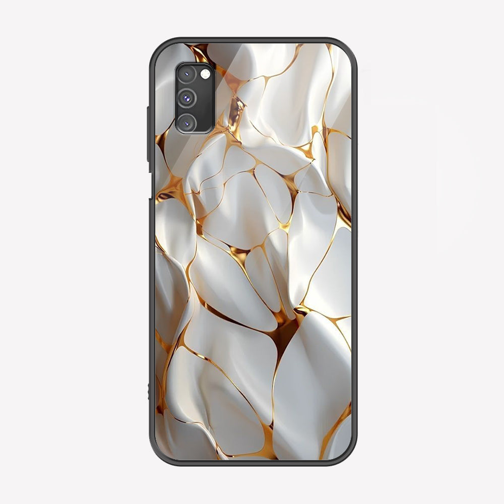 Samsung Galaxy A02s Cover - Luxury Gold Marble Series - Premium Printed Metal soft Bumper shock Proof Case