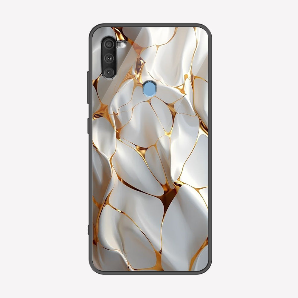 Samsung Galaxy A10s Cover - Luxury Gold Marble Series - Premium Printed Metal soft Bumper shock Proof Case