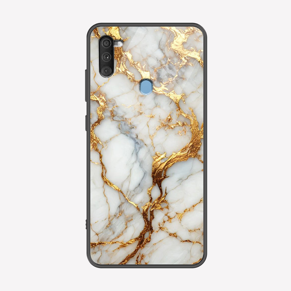 Samsung Galaxy A10s Cover - Luxury Gold Marble Series - Premium Printed Metal soft Bumper shock Proof Case