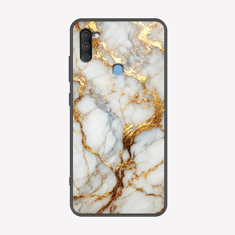 Samsung Galaxy A10s Cover - Luxury Gold Marble Series - Premium Printed Metal soft Bumper shock Proof Case