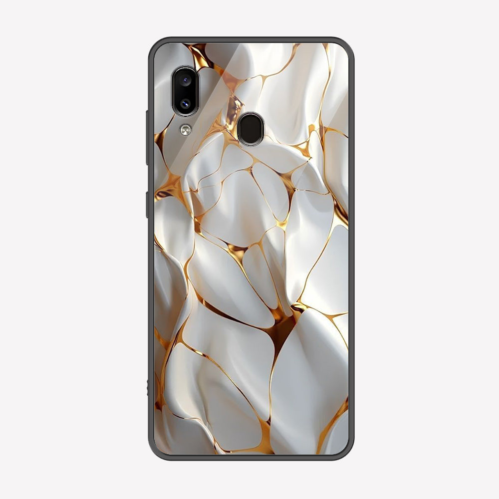 Samsung Galaxy A20 Cover - Luxury Gold Marble Series - Premium Printed Metal soft Bumper shock Proof Case