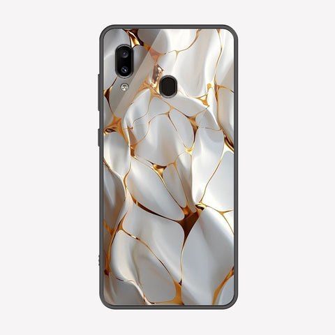 Samsung Galaxy A20 Cover - Luxury Gold Marble Series - Premium Printed Metal soft Bumper shock Proof Case
