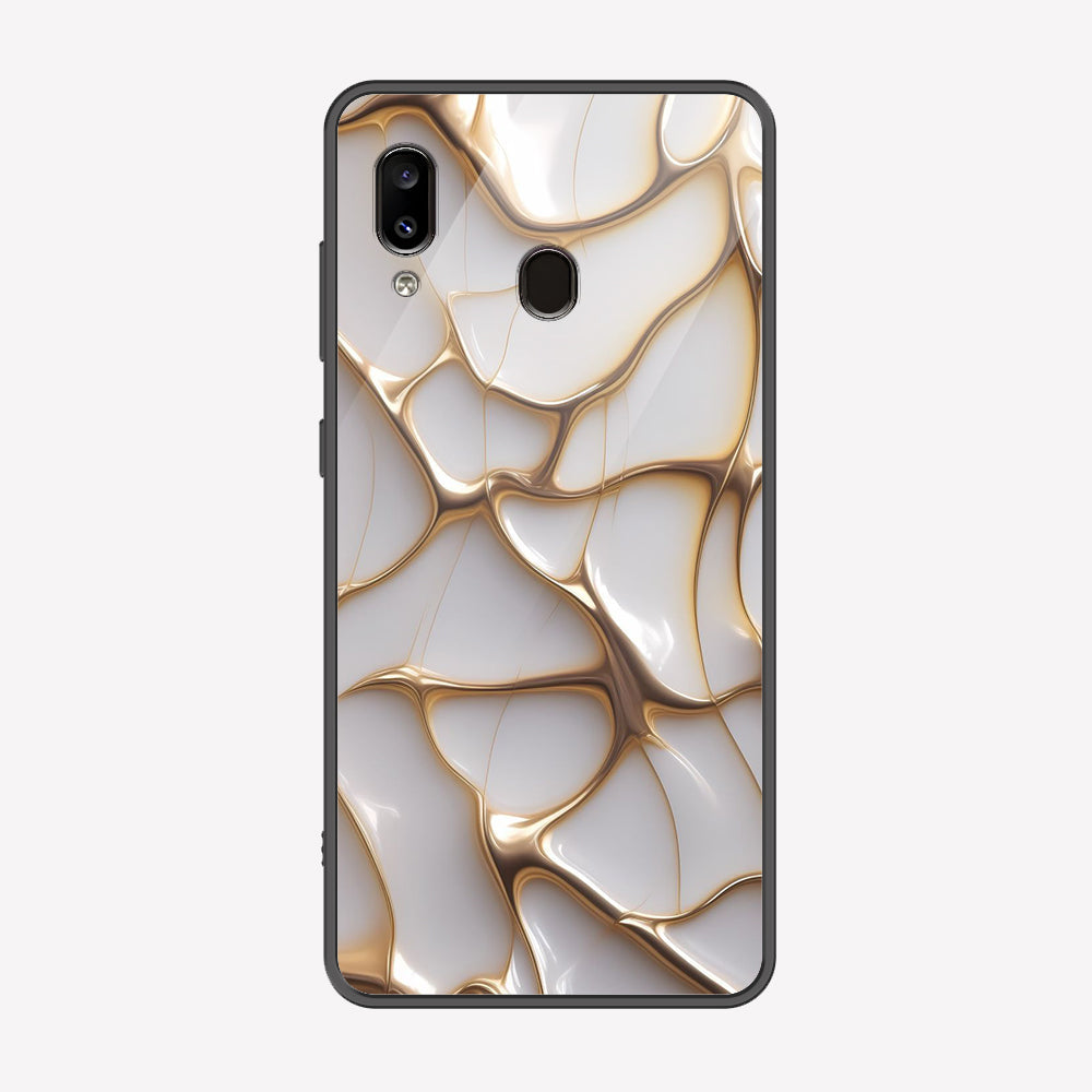 Samsung Galaxy A30 Cover - Luxury Gold Marble Series - Premium Printed Metal soft Bumper shock Proof Case