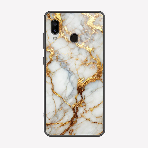 Samsung Galaxy A20 Cover - Luxury Gold Marble Series - Premium Printed Metal soft Bumper shock Proof Case