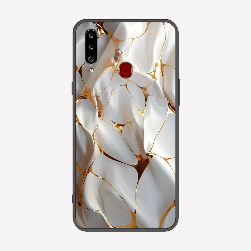 Samsung Galaxy A20s Cover - Luxury Gold Marble Series - Premium Printed Metal soft Bumper shock Proof Case