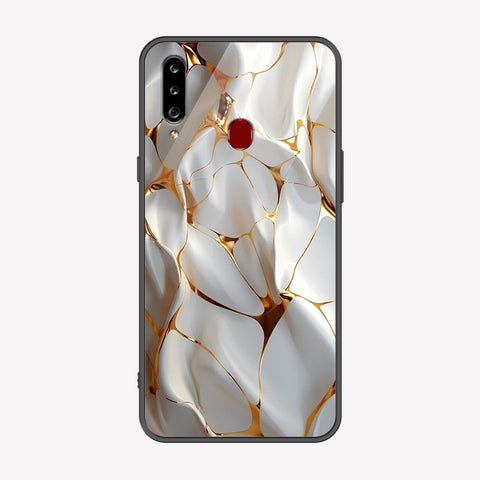 Samsung Galaxy A20s Cover - Luxury Gold Marble Series - Premium Printed Metal soft Bumper shock Proof Case