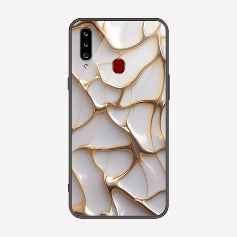 Samsung Galaxy A20s Cover - Luxury Gold Marble Series - Premium Printed Metal soft Bumper shock Proof Case