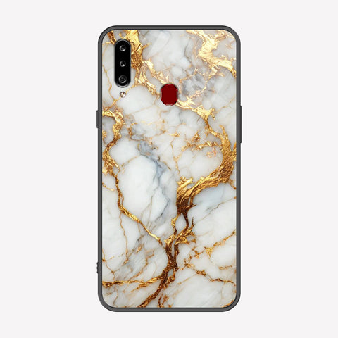 Samsung Galaxy A20s Cover - Luxury Gold Marble Series - Premium Printed Metal soft Bumper shock Proof Case