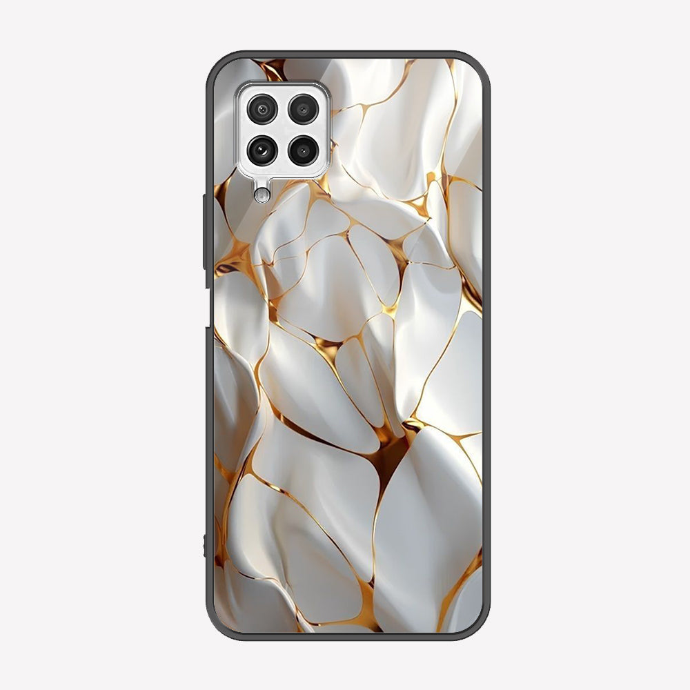 Samsung Galaxy A22 Cover - Luxury Gold Marble Series - Premium Printed Metal soft Bumper shock Proof Case