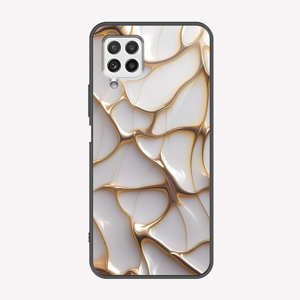 Samsung Galaxy A22 Cover - Luxury Gold Marble Series - Premium Printed Metal soft Bumper shock Proof Case