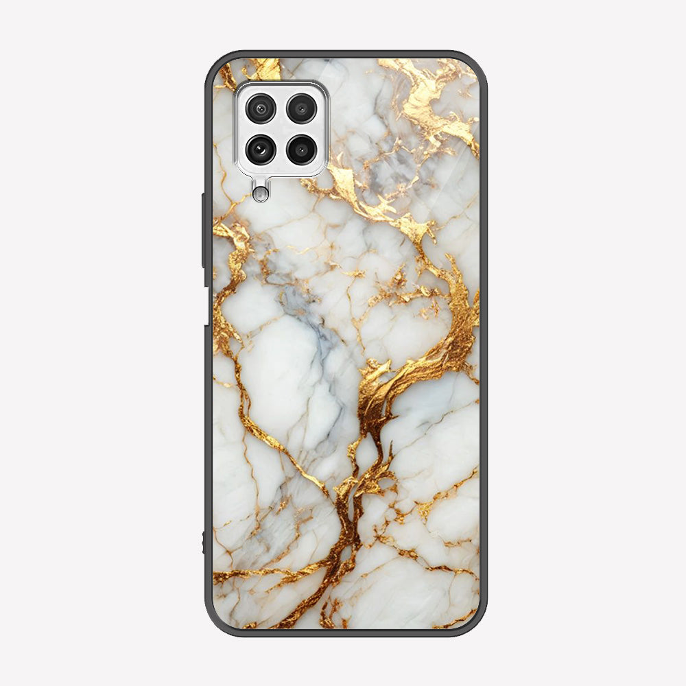 Samsung Galaxy A22 Cover - Luxury Gold Marble Series - Premium Printed Metal soft Bumper shock Proof Case