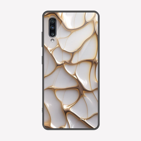 Samsung Galaxy A70s Cover - Luxury Gold Marble Series - Premium Printed Metal soft Bumper shock Proof Case