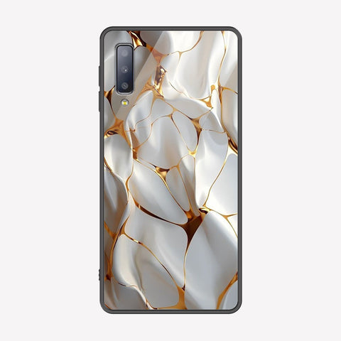 Samsung Galaxy A50 Cover - Luxury Gold Marble Series - Premium Printed Metal soft Bumper shock Proof Case