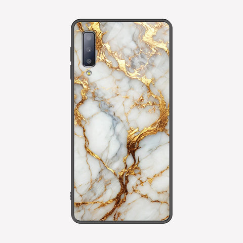 Samsung Galaxy A50s Cover - Luxury Gold Marble Series - Premium Printed Metal soft Bumper shock Proof Case