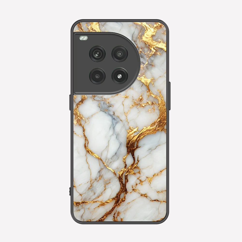 OnePlus 12R Cover - Luxury Gold Marble Series - Premium Printed Metal soft Bumper shock Proof Case