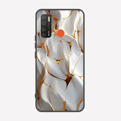 Tecno Camon 15 Cover - Luxury Gold Marble Series - Premium Printed Metal soft Bumper shock Proof Case