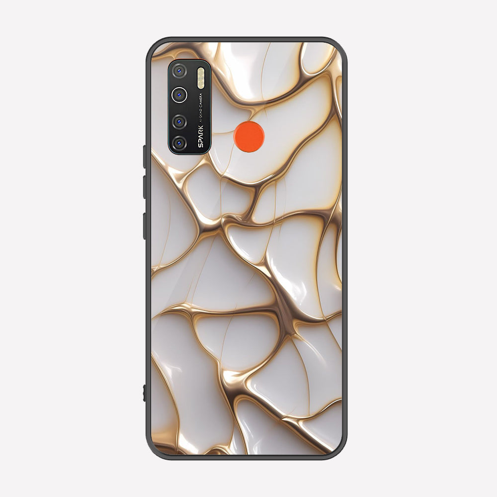 Tecno Camon 15 Cover - Luxury Gold Marble Series - Premium Printed Metal soft Bumper shock Proof Case