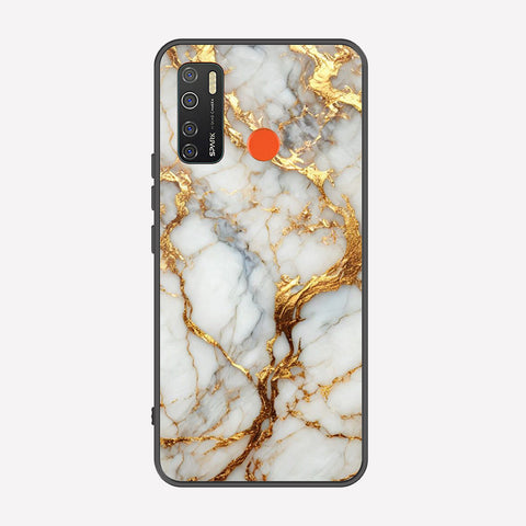 Tecno Camon 15 Cover - Luxury Gold Marble Series - Premium Printed Metal soft Bumper shock Proof Case