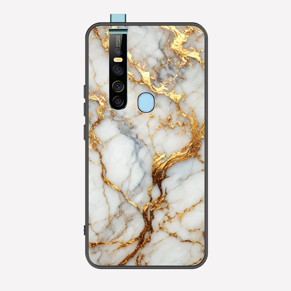 Tecno Camon 15 Pro Cover - Luxury Gold Marble Series - Premium Printed Metal soft Bumper shock Proof Case