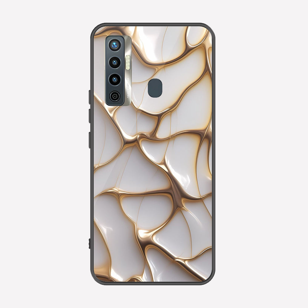 Tecno Camon 17 Cover - Luxury Gold Marble Series - Premium Printed Metal soft Bumper shock Proof Case