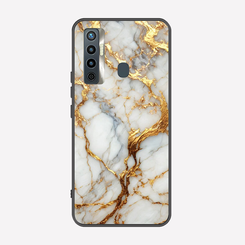 Tecno Camon 17 Cover - Luxury Gold Marble Series - Premium Printed Metal soft Bumper shock Proof Case