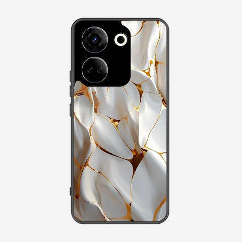 Tecno Camon 20 Cover - Luxury Gold Marble Series - Premium Printed Metal soft Bumper shock Proof Case