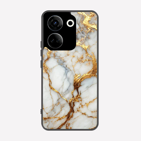 Tecno Camon 20 Pro Cover - Luxury Gold Marble Series - Premium Printed Metal soft Bumper shock Proof Case