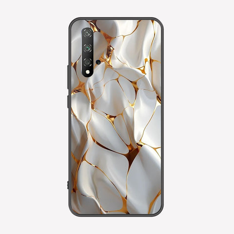 Honor 20 Cover - Luxury Gold Marble Series - Premium Printed Metal soft Bumper shock Proof Case
