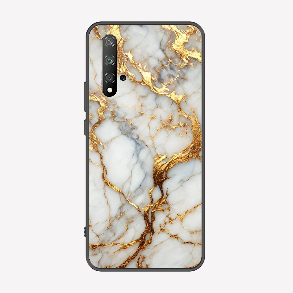 Honor 20 Cover - Luxury Gold Marble Series - Premium Printed Metal soft Bumper shock Proof Case