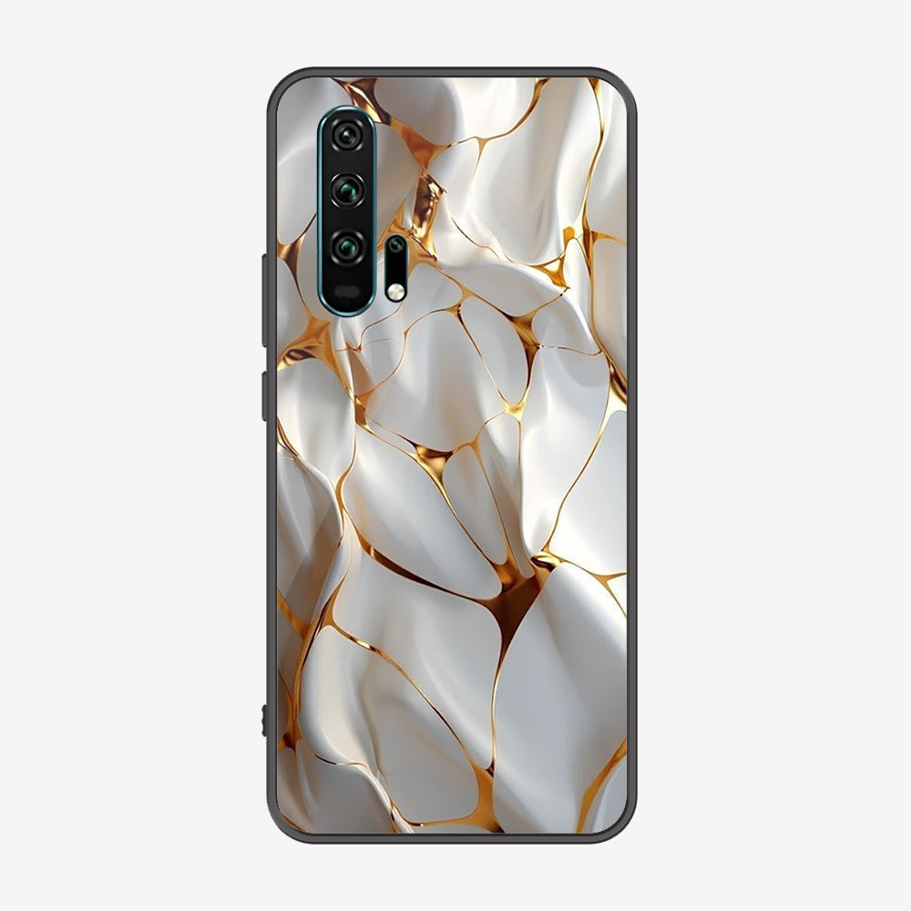 Honor 20 Pro Cover - Luxury Gold Marble Series - Premium Printed Metal soft Bumper shock Proof Case