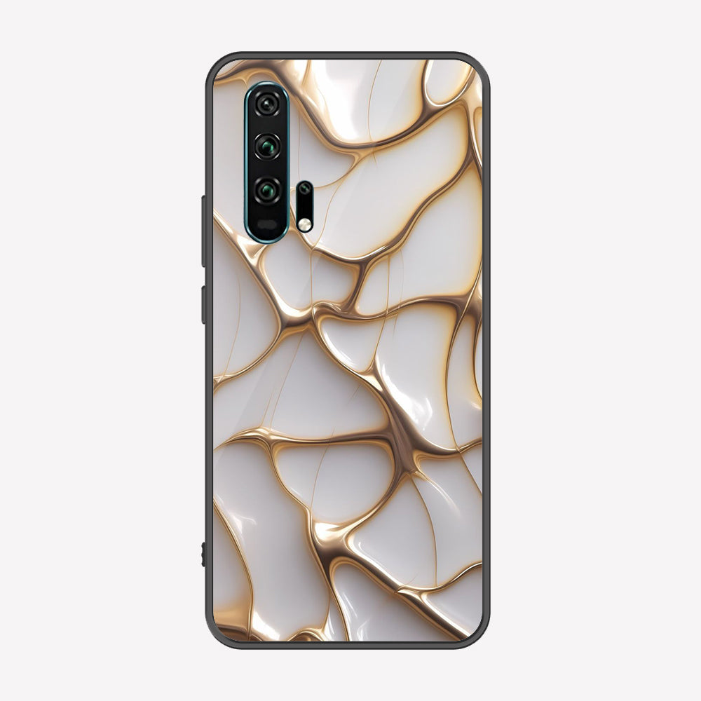 Honor 20 Pro Cover - Luxury Gold Marble Series - Premium Printed Metal soft Bumper shock Proof Case