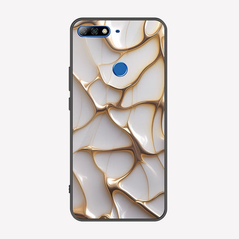 Huawei Honor 7C Cover - Luxury Gold Marble Series - Premium Printed Metal soft Bumper shock Proof Case