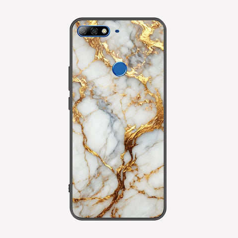 Huawei Honor 7C Cover - Luxury Gold Marble Series - Premium Printed Metal soft Bumper shock Proof Case