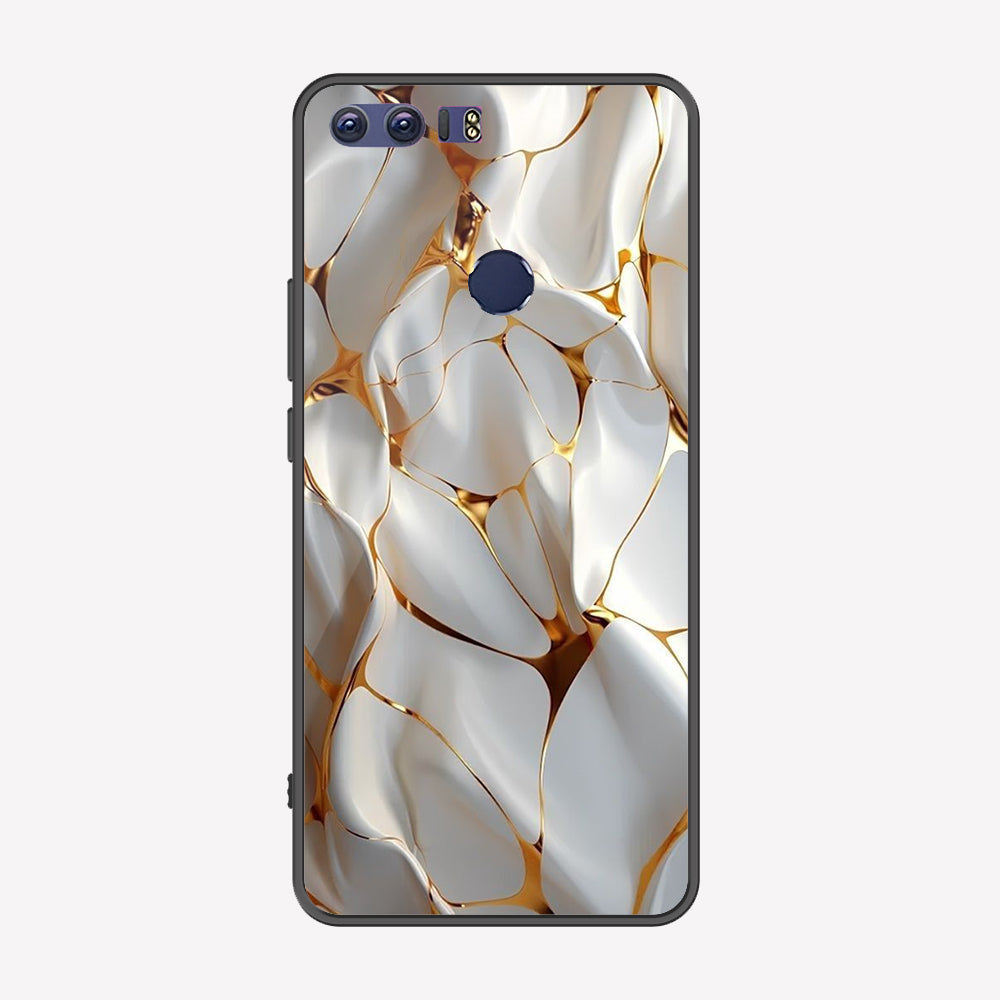 Huawei Honor 8 Cover - Luxury Gold Marble Series - Premium Printed Metal soft Bumper shock Proof Case