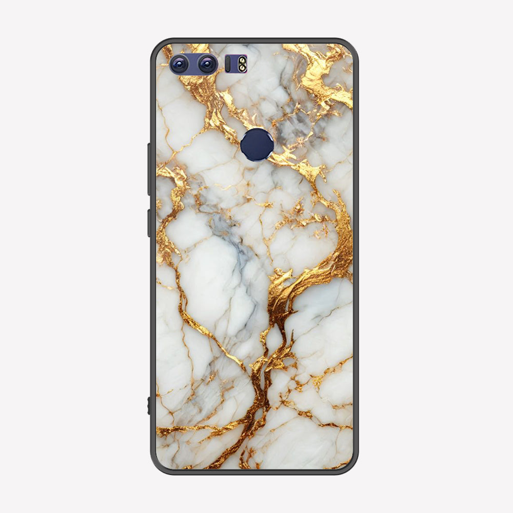 Huawei Honor 8 Cover - Luxury Gold Marble Series - Premium Printed Metal soft Bumper shock Proof Case