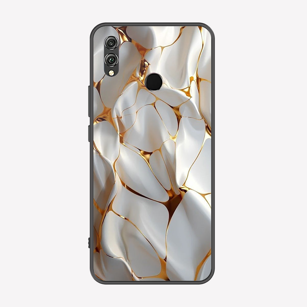 Huawei Honor 8X Cover - Luxury Gold Marble Series - Premium Printed Metal soft Bumper shock Proof Case