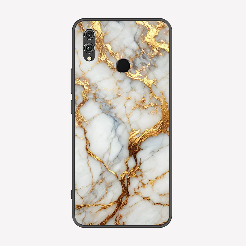 Huawei Honor 8X Cover - Luxury Gold Marble Series - Premium Printed Metal soft Bumper shock Proof Case