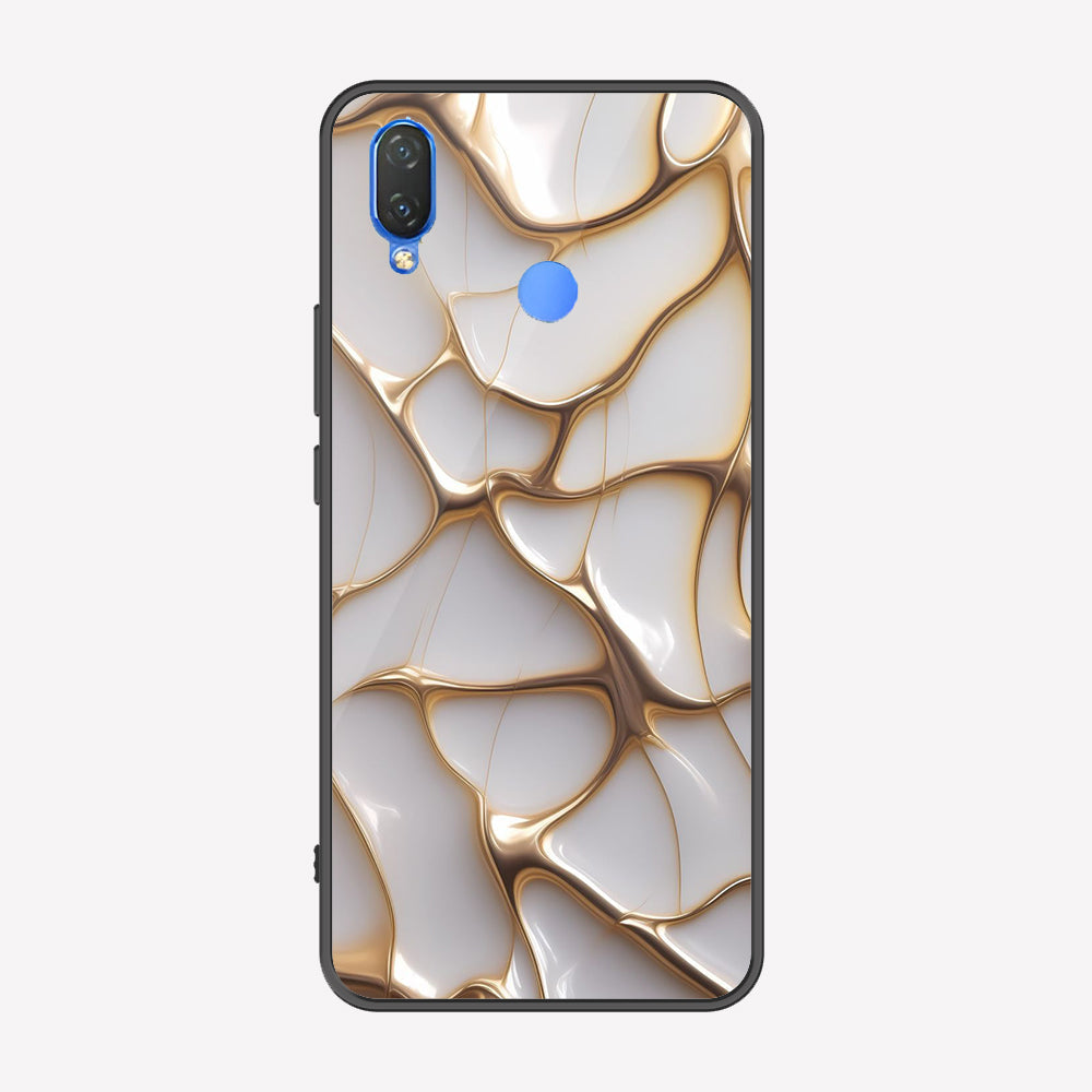 Huawei Honor Play Cover - Luxury Gold Marble Series - Premium Printed Metal soft Bumper shock Proof Case