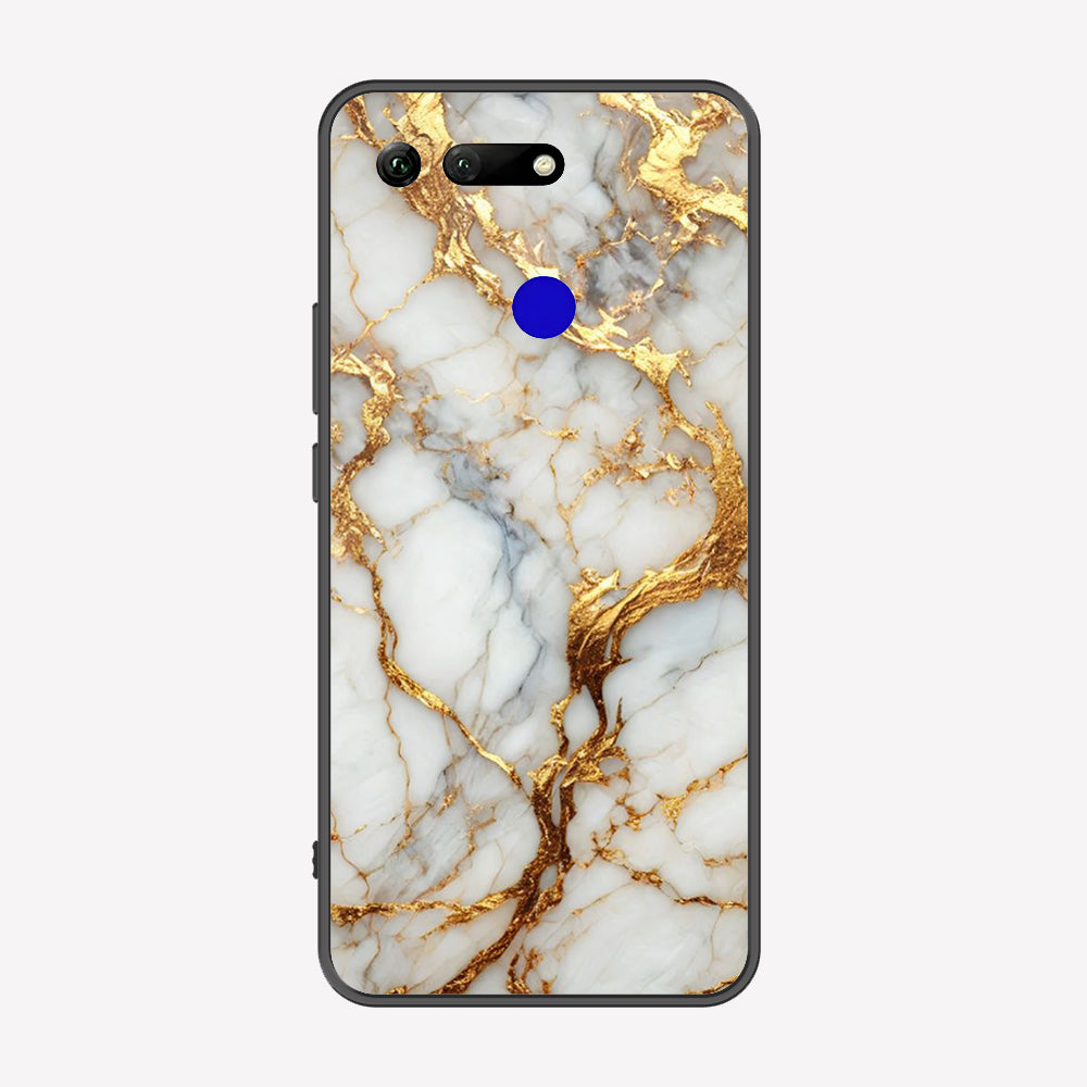 Huawei Honor View 20 Cover - Luxury Gold Marble Series - Premium Printed Metal soft Bumper shock Proof Case