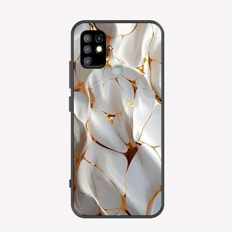 Infinix Hot 10 Cover - Luxury Gold Marble Series - Premium Printed Metal soft Bumper shock Proof Case