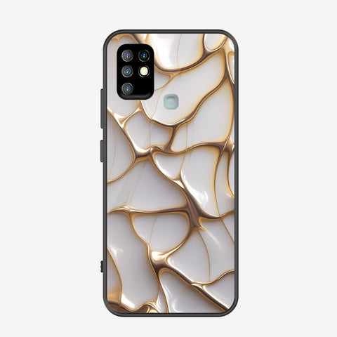 Infinix Hot 10 Cover - Luxury Gold Marble Series - Premium Printed Metal soft Bumper shock Proof Case