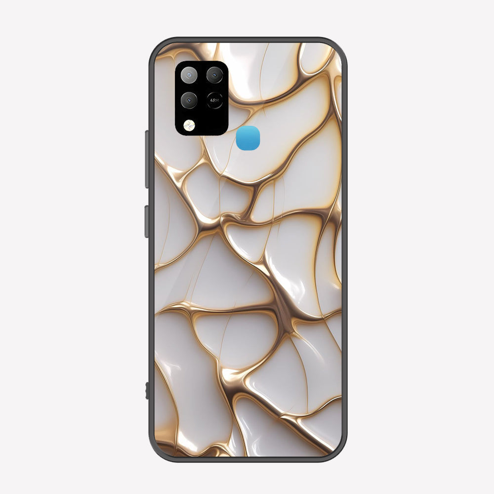 Infinix Hot 10T Cover - Luxury Gold Marble Series - Premium Printed Metal soft Bumper shock Proof Case